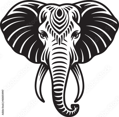 Wallpaper Mural rnamental Elephant Head Vector – Tribal Black and White Line Art Illustration Torontodigital.ca