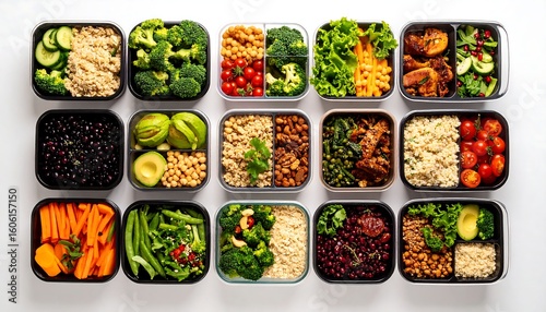 Healthy meal prep containers, assorted lunchboxes