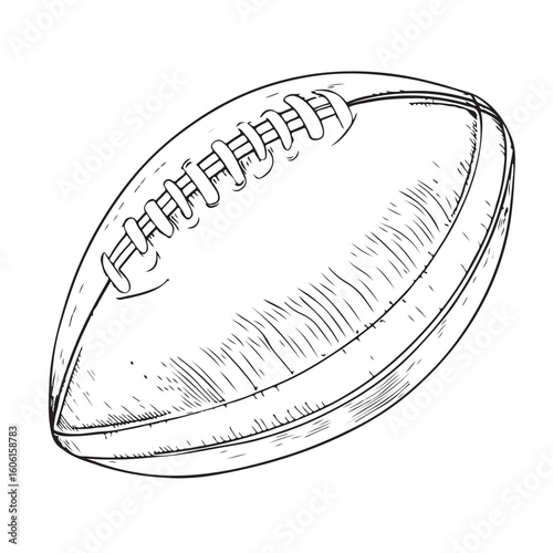 American football Rugby ball - black and white vector silhouette symbol illustration, white background 