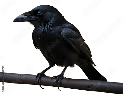 crow on branch isolated 
