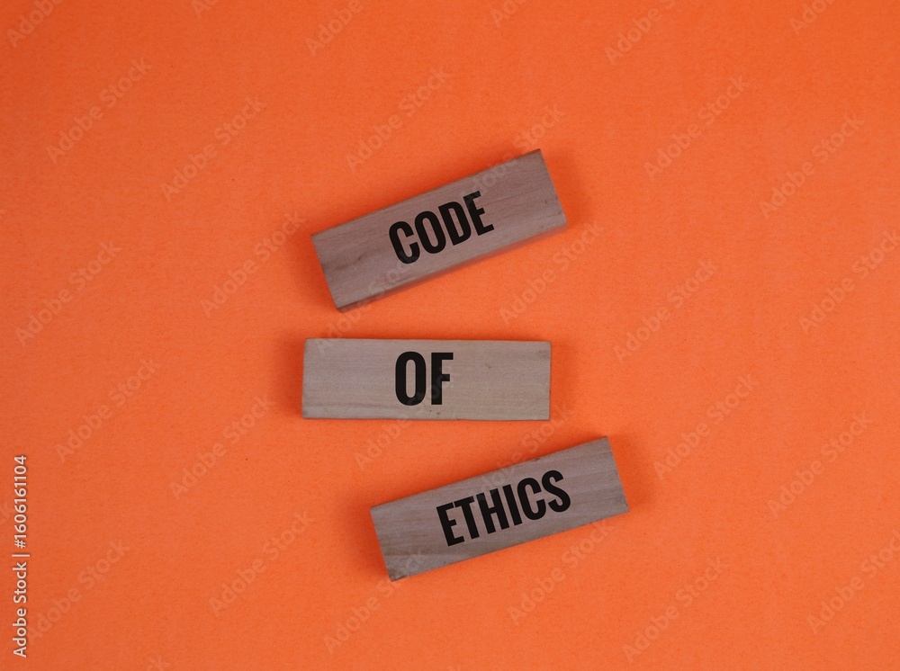 Code of Ethics Blocks on a Orange Background for Professional Concepts Code of Ethics Blocks on a Orange Background for Professional Concepts