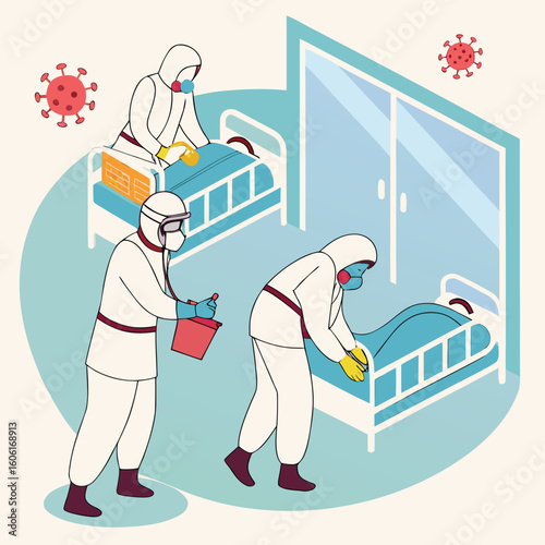 Medical team in hazmat suits fighting virus outbreak generated by ai