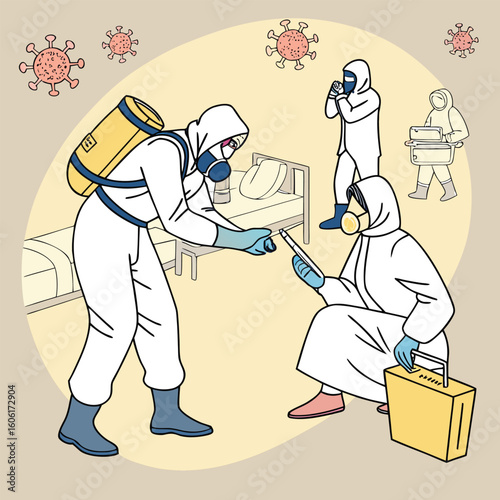 Medical team in hazmat suits fighting virus outbreak generated by ai