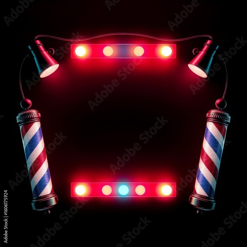Barbershop design trends, decorative frame for custom advertising