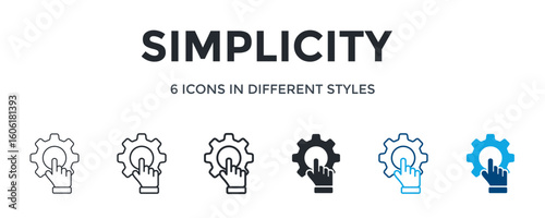 Simplicity Icon In Different Style Vector Illustration. Designed In Thin Line, Regular Line, Bold Line, Glyph, Outline Color, And Glyph Color Style Can Be Used For Web