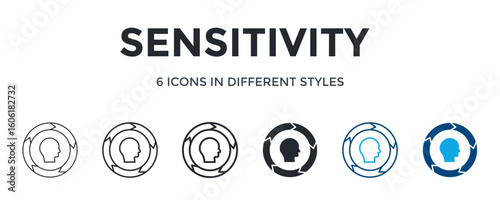 Sensitivity Icon In Different Style Vector Illustration. Designed In Thin Line, Regular Line, Bold Line, Glyph, Outline Color, And Glyph Color Style Can Be Used For Web
