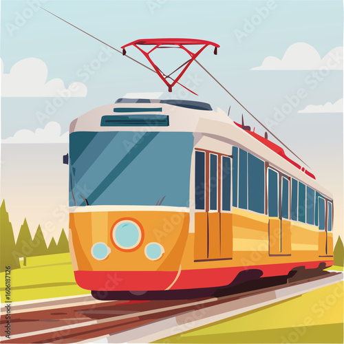 tram vector illustration
