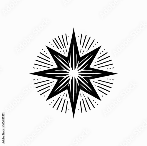 Christmas Star Silhouette in Night Sky – Holy Minimal Vector
