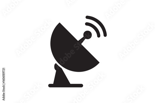 Satellite Dish icon silhouette vector with white background