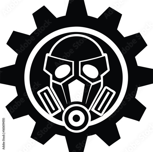 Gas Mask Gear Emblem vector silhouette