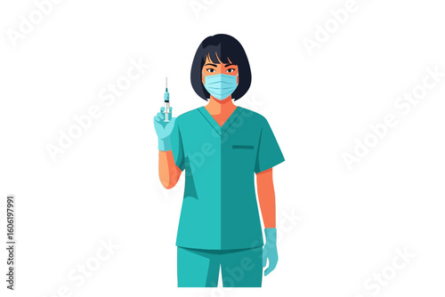 Nurse Holding Syringe Medical Professional Healthcare Worker
