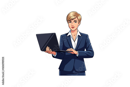Businesswoman Holding Laptop