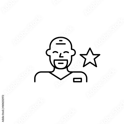 Male nurse and star. Award-winning doctor, top-rated healthcare provider. Pixel perfect, editable stroke vector icon