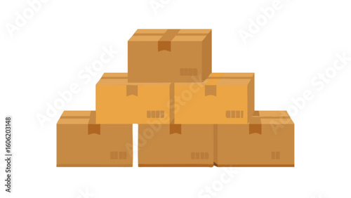 Cardboard boxes stacked for shipping and moving services packaging and storage solution concept illustration