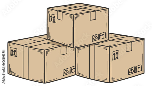 Cardboard boxes shipping packaging delivery moving supplies storage containers cargo carton package parcels stack
