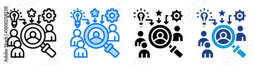 Recruitment icon set multiple style collection