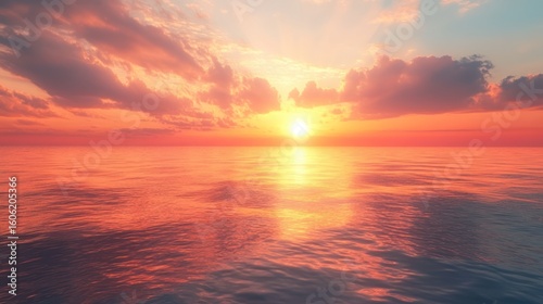 Sunrise over the calm sea, a peaceful scene