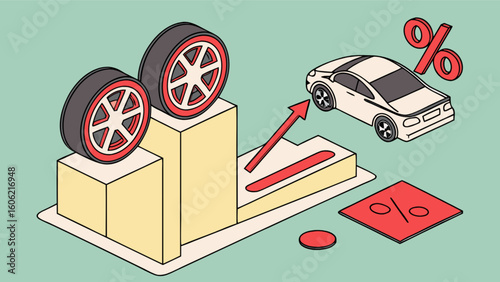 Car loan interest rates and auto financing options with vehicle value growth and percentage increase shown