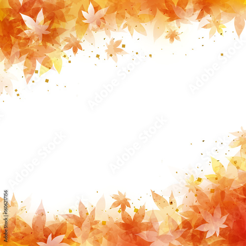 秋の紅葉の和風背景イラスト