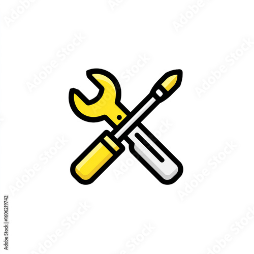 Wrench and screwdriver a simple line icon on a white background. Minimalistic design, the work of a professional designer.