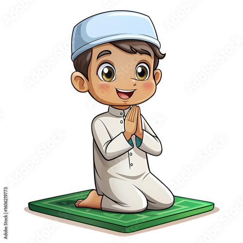 Young Muslim Boy in Prayer