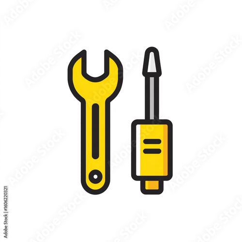 Wrench and screwdriver a simple line icon on a white background. Minimalistic design, the work of a professional designer.