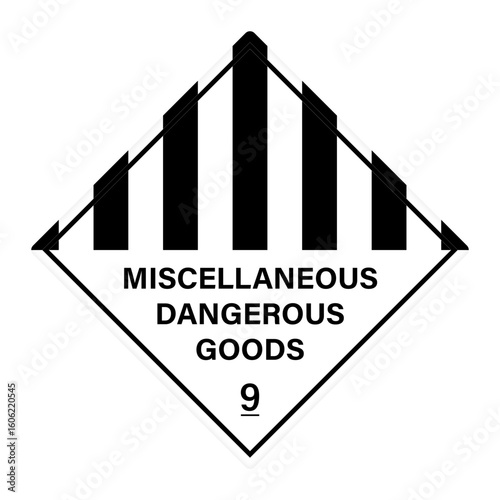 Miscellaneous dangerous goods sign. Hazardous material signs. Globally harmonized system hazard pictograms. GHS symbol. Warning signs.