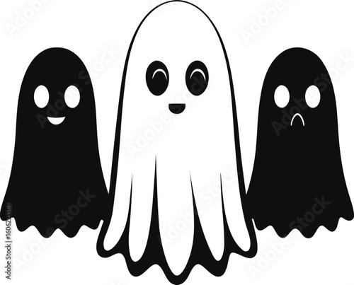  scary black ghost silhouettes with bat wings, spooky flying phantom characters for Halloween, isolated vector 