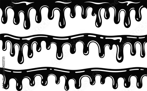 Dripping slime frame collection, Halloween border set, spooky liquid edge, creative vector illustration for party design