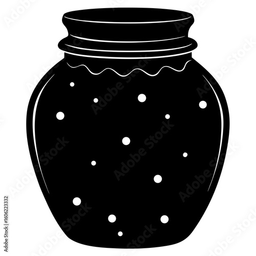 A decorative glass jar with a lid, perfect for storing food items like jam or honey