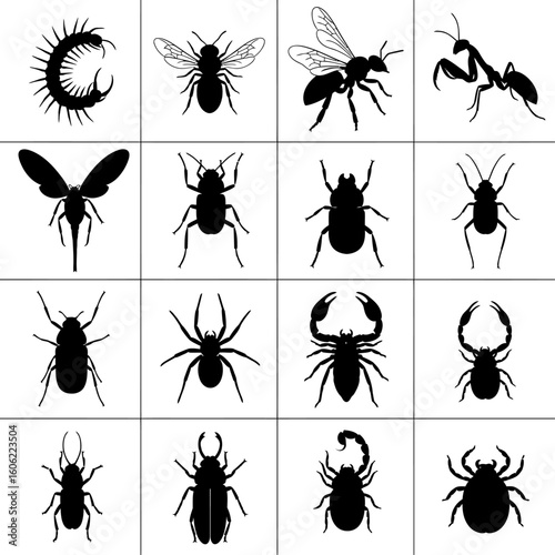 Cool Insect and Arachnid Silhouette Collection illustration