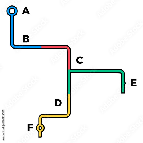 route map road flat color vector illustration template design