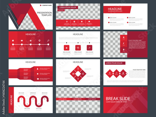 Red presentation infographic templates