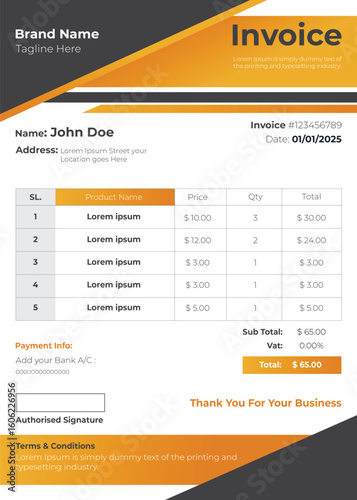 Professional business orange stationery template | Premium
