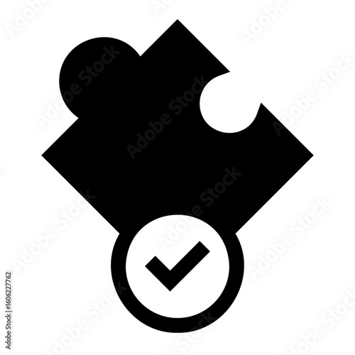 Puzzle Approval Black Fill Icon