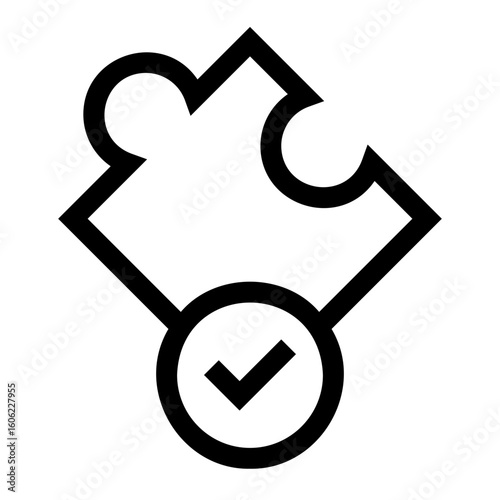 Puzzle Approval Line Icon
