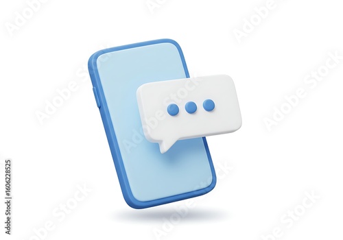 3D illustration of a modern smartphone with a blue frame and a light blue screen