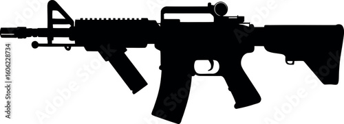 Assault rifle silhouette with tactical optics