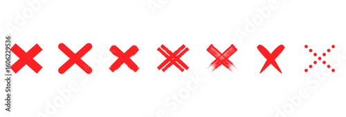 set of cross x vector icon. no wrong symbol. delete, vote sign. 