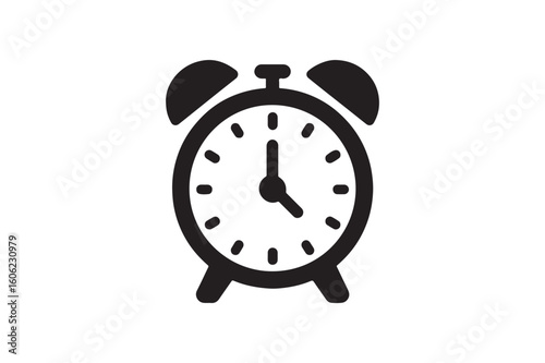 Alarm Clock icon silhouette vector with white background