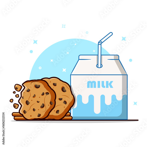 Cookies and Milk A Classic Snack Illustration Vector Cartoon Flat Design