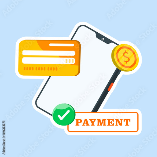 Succesfully for mobile phone banking online payment. Easy digital payment transaction.
