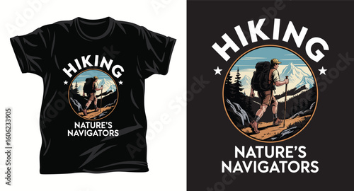 Hiking graphic t shirt design print.