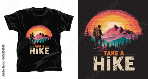 Hiking graphic t shirt design print.