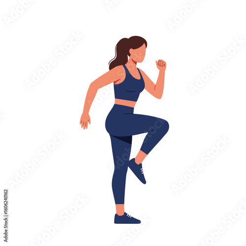 woman high-knee run in place
