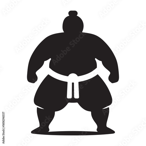 Powerful Sumo Wrestler Silhouette Art for Martial Arts Designs