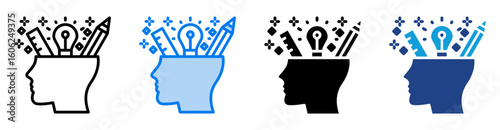 Creativity icon set multiple style collection