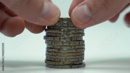 Stack of weathered metallic coins