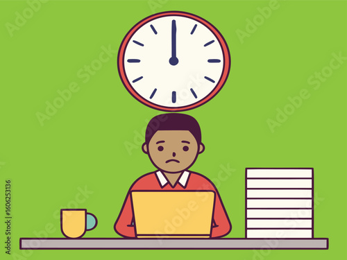 The super Depiction of an Overworked Man at His Desk at Noon