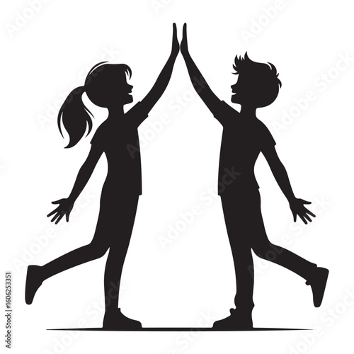 Friendship Goals Silhouette of Kids High Fiving Each Other
